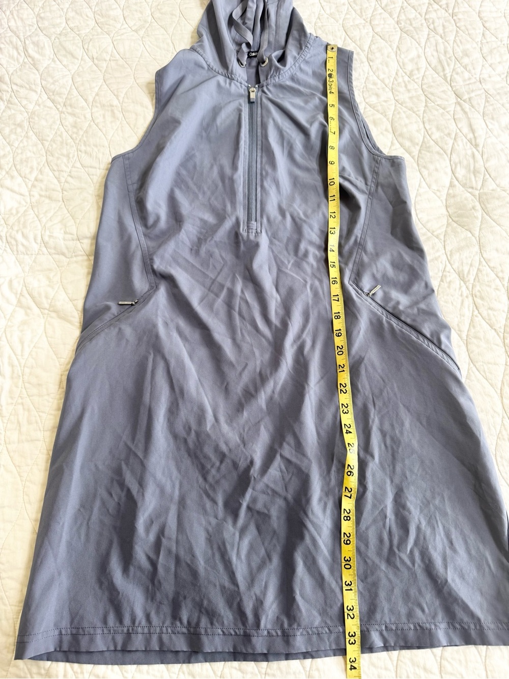 Calvin Klein Sport Dress M Sleeveless Zip Up Hooded Tennis Athletic Preppy Grey - Picture 9 of 14